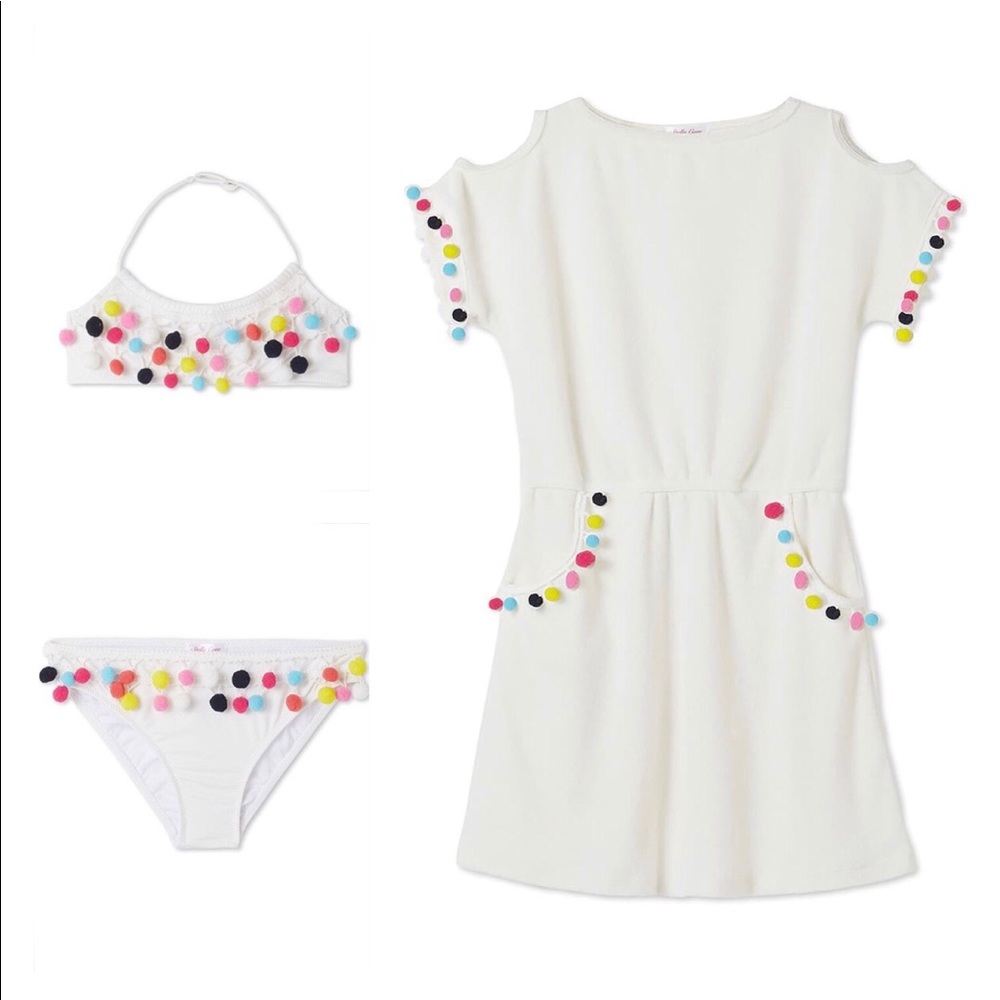 Stella Cove Girl’s Pom Pom Bikini & Coverup